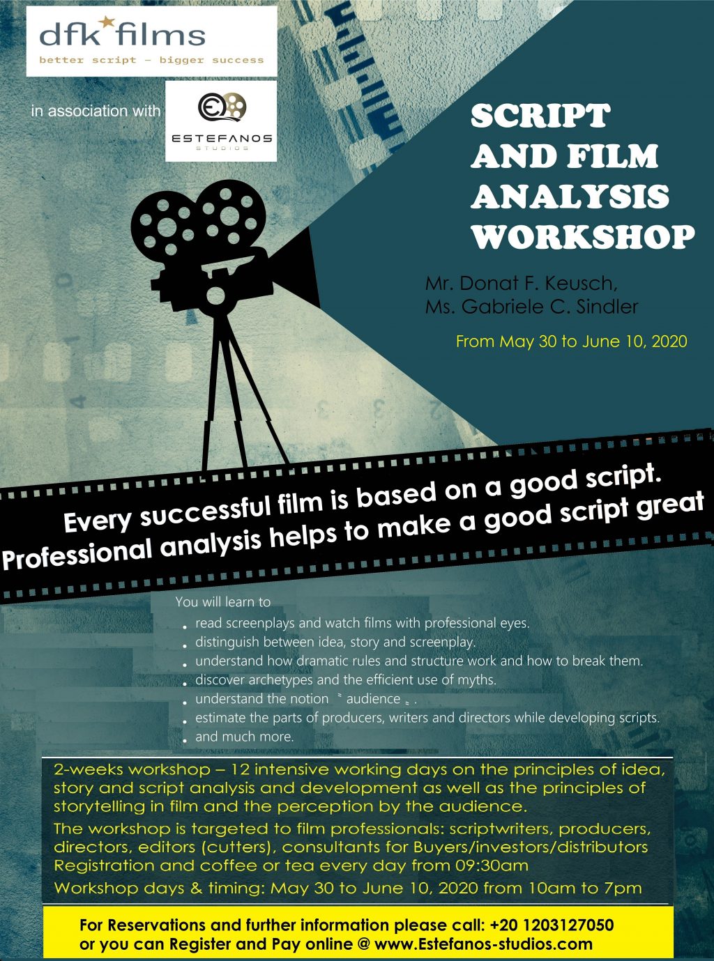 INTENSIVE SCRIPT AND FILM ANALYSIS WORKSHOP in Cario – dfk*films